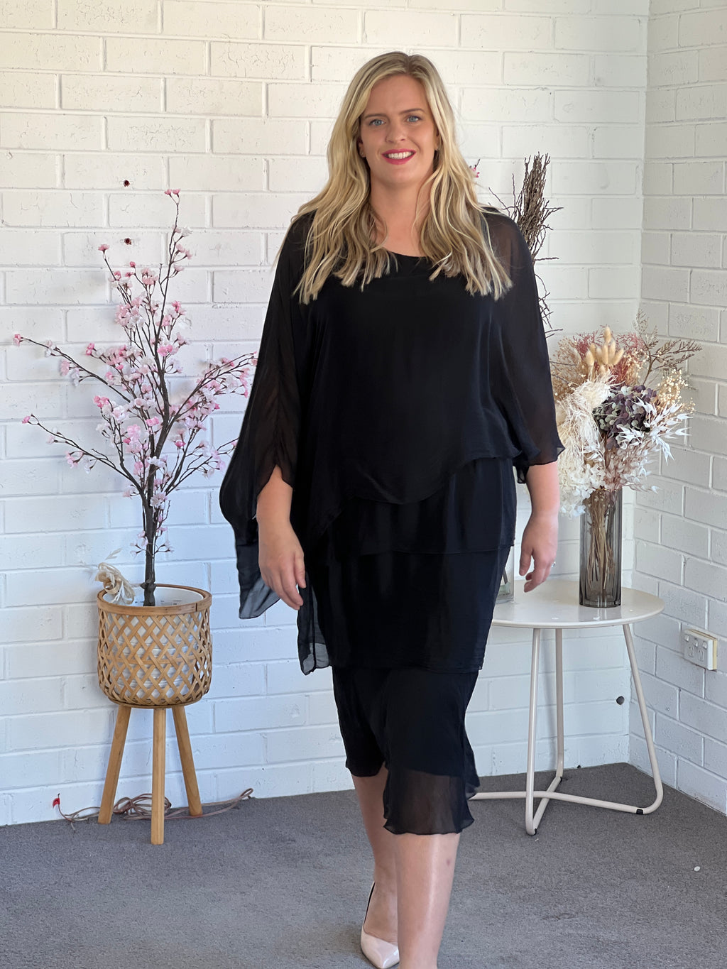 Piper Navy Silk Dress