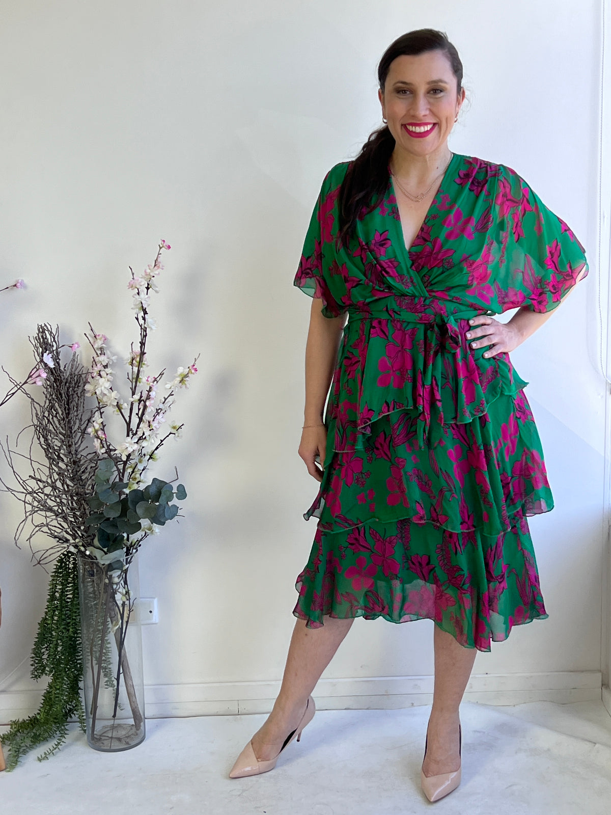 Desaily Green Silk Dress