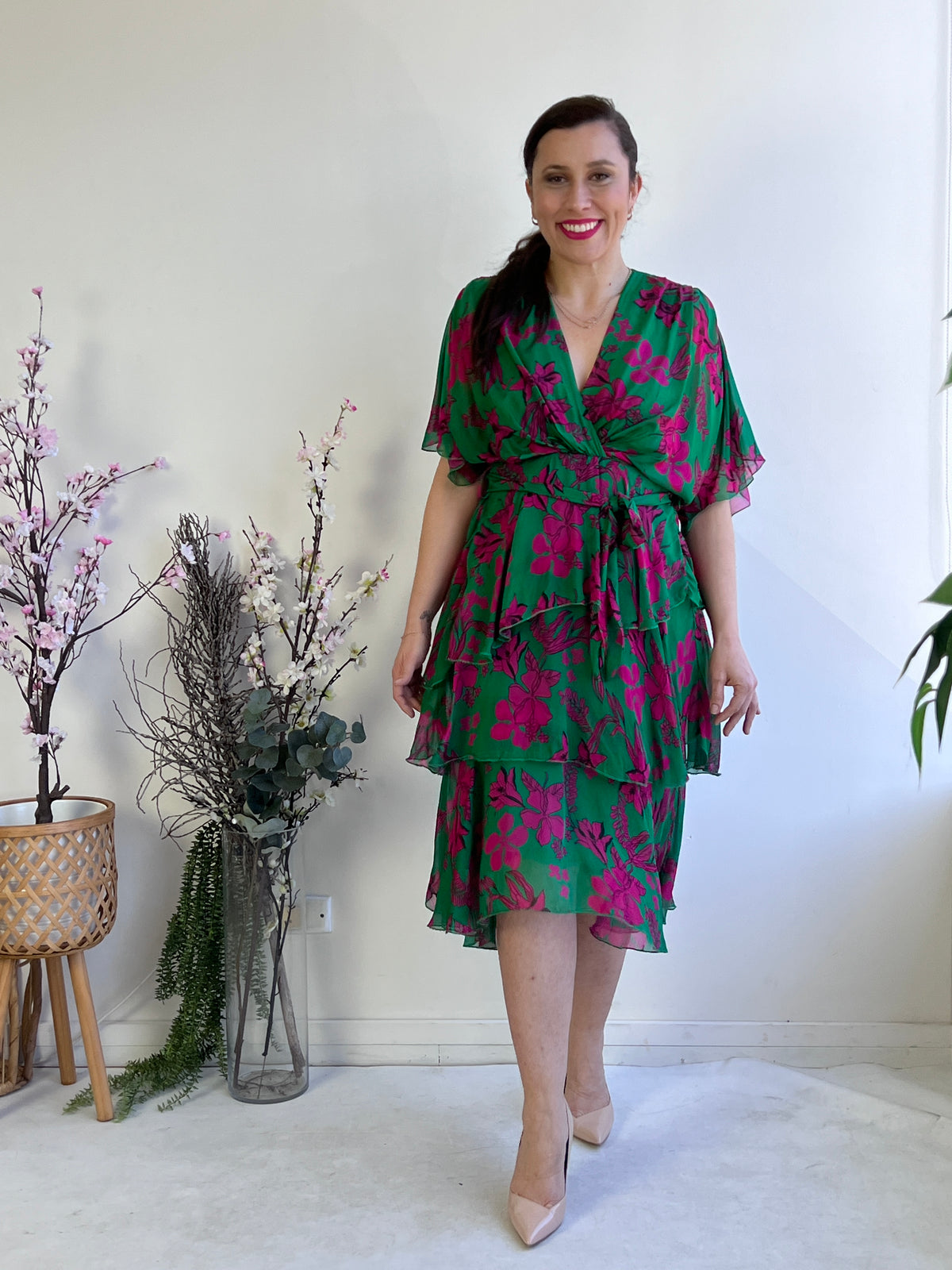Desaily Green Silk Dress