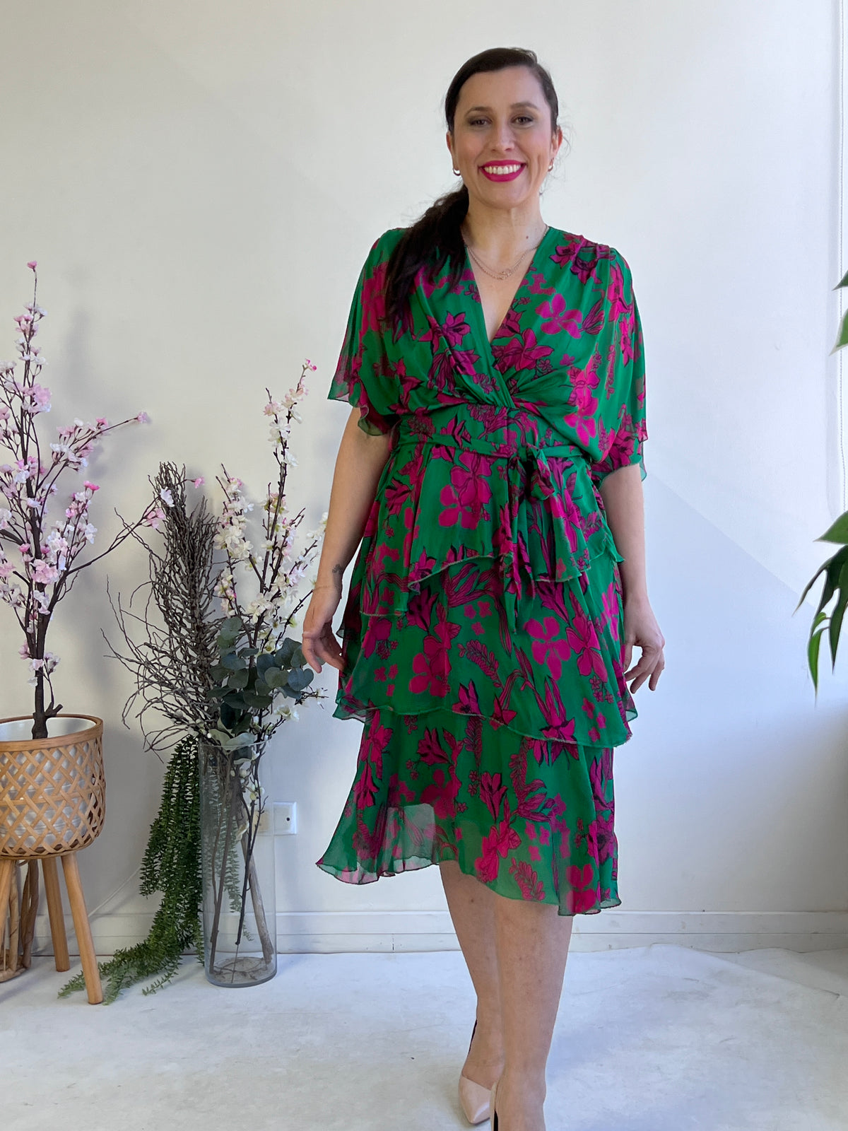 Desaily Green Silk Dress