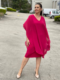 Four Girlz DRESSES Helena Fuchsia Evening Dress