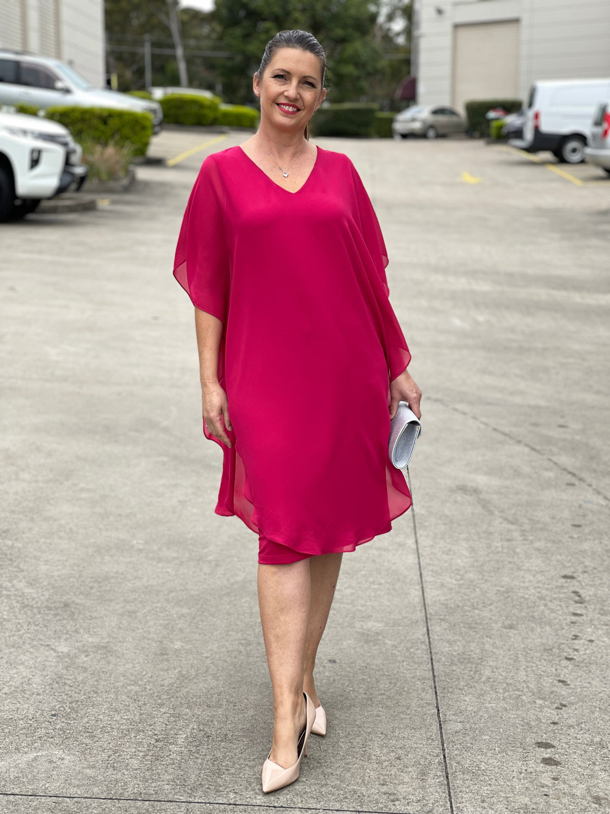 Four Girlz DRESSES Helena Fuchsia Evening Dress