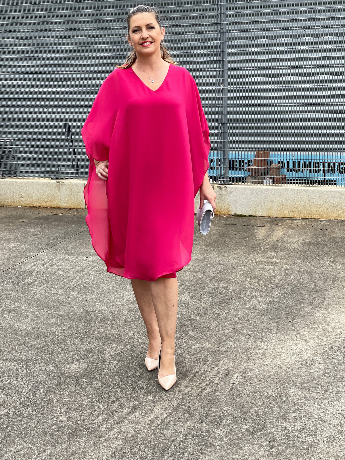 Four Girlz DRESSES Helena Fuchsia Evening Dress