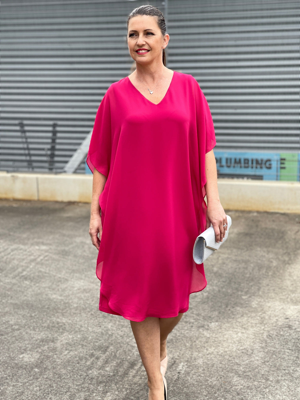 Four Girlz DRESSES Helena Fuchsia Evening Dress
