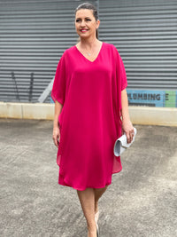 Four Girlz DRESSES Helena Fuchsia Evening Dress