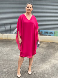 Four Girlz DRESSES Helena Fuchsia Evening Dress