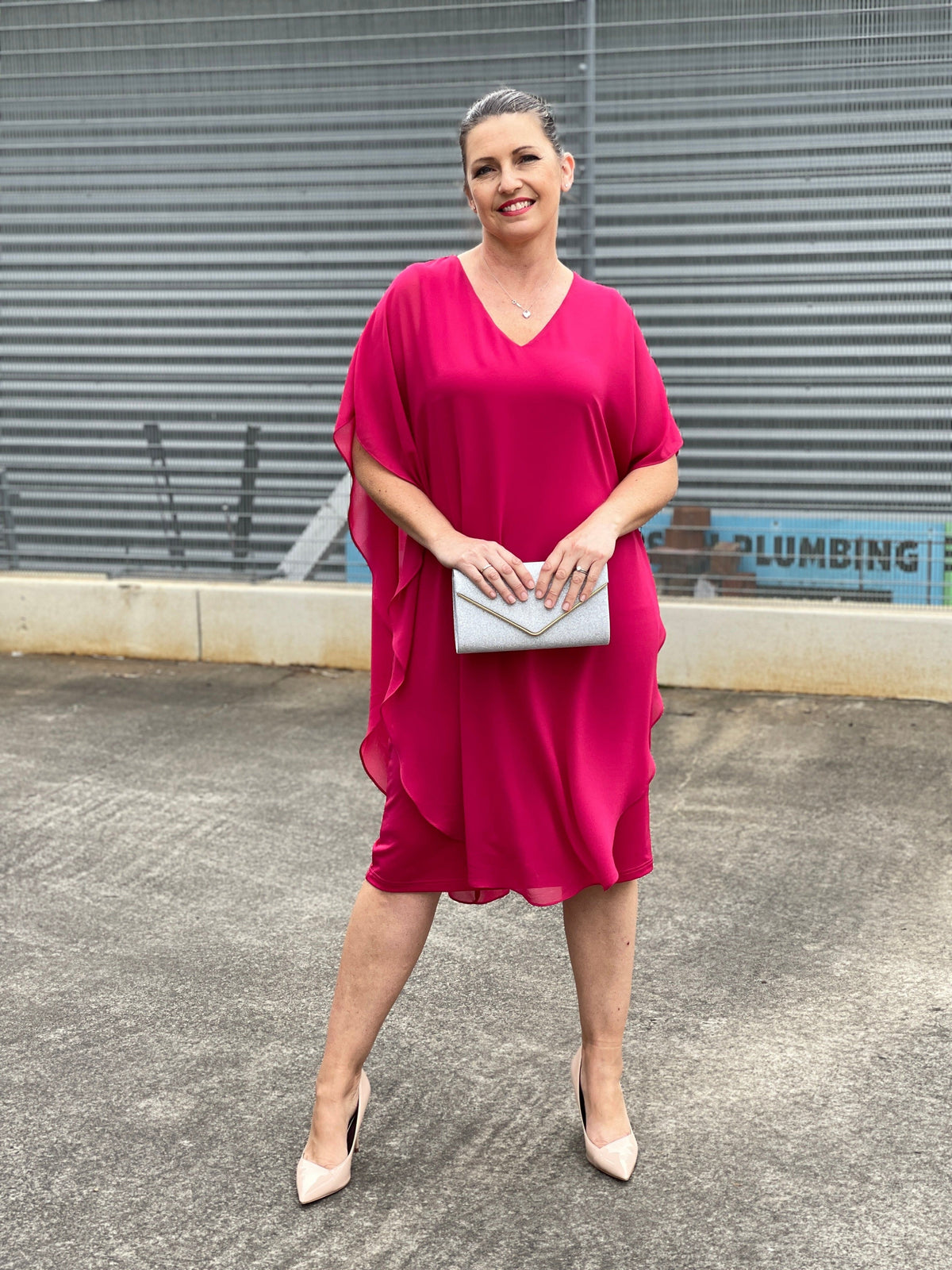 Four Girlz DRESSES Helena Fuchsia Evening Dress