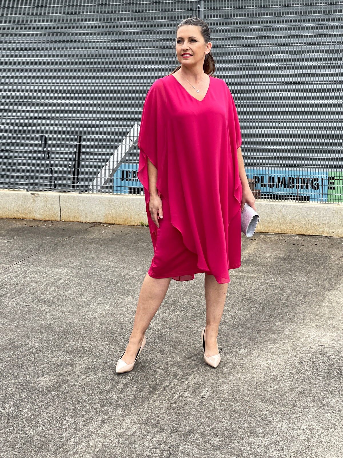 Four Girlz DRESSES Helena Fuchsia Evening Dress