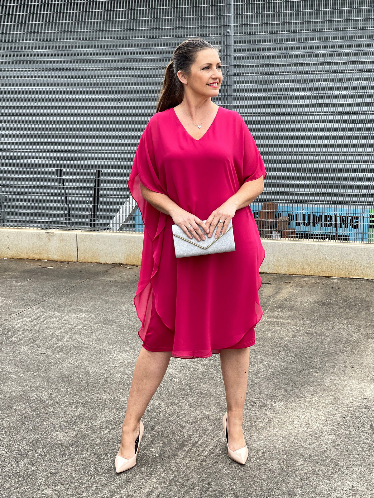 Four Girlz DRESSES Helena Fuchsia Evening Dress