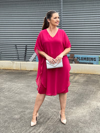 Four Girlz DRESSES Helena Fuchsia Evening Dress
