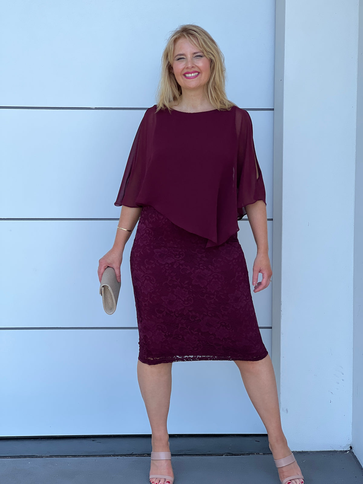 Geraldine Burgundy Lace Dress