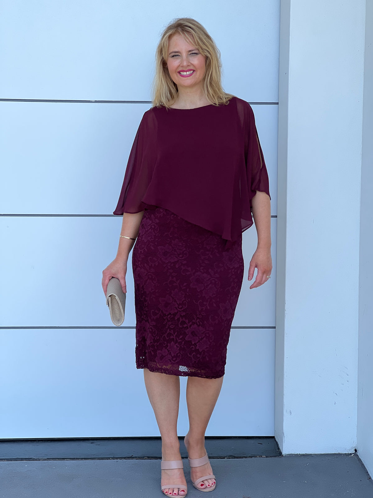 Geraldine Wine Lace Dress