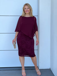 Geraldine Wine Lace Dress