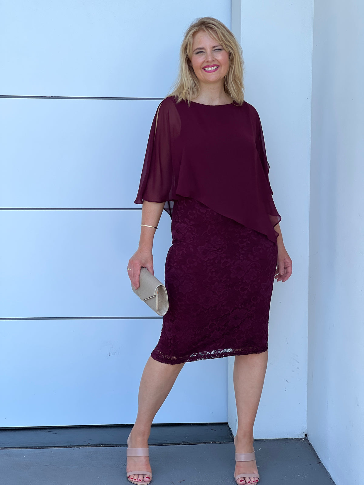 Geraldine Burgundy Lace Dress