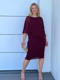 Geraldine Burgundy Lace Dress