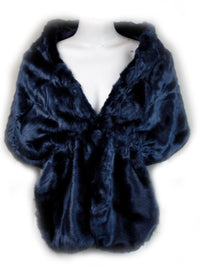 Hand Picked By Dressxox Accessories Navy Xiamo Faux Fur Shawl