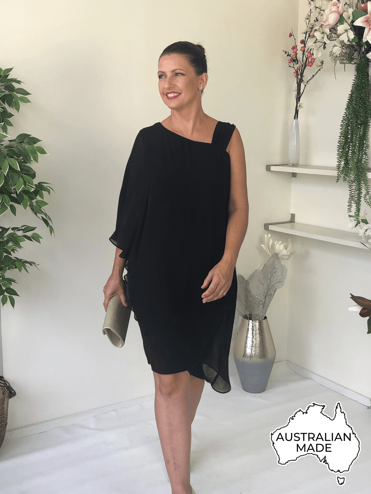 Hand Picked By Dressxox DRESSES 10 Wangari Black Asymmetric Elegant Dress