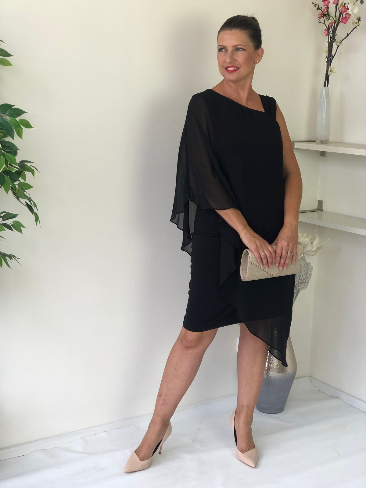 Hand Picked By Dressxox DRESSES Wangari Black Asymmetric Elegant Dress