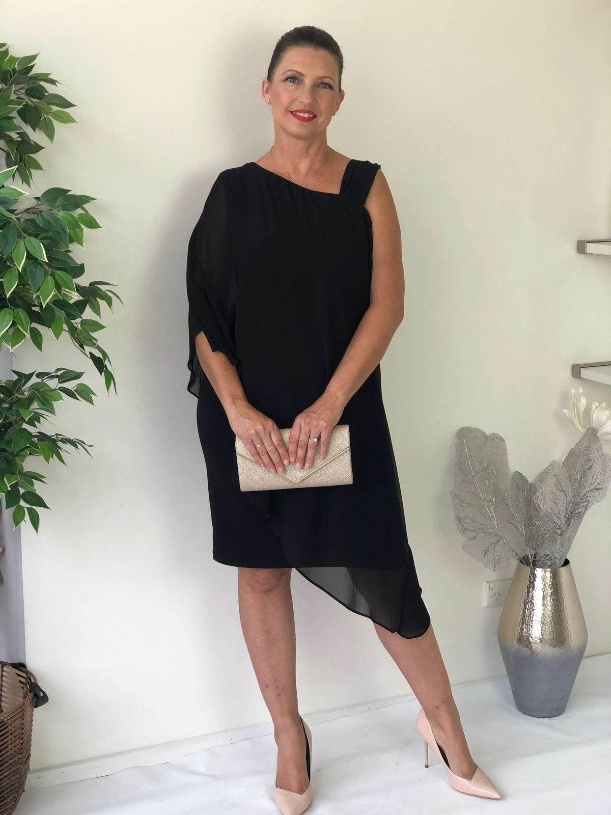 Hand Picked By Dressxox DRESSES Wangari Black Asymmetric Elegant Dress