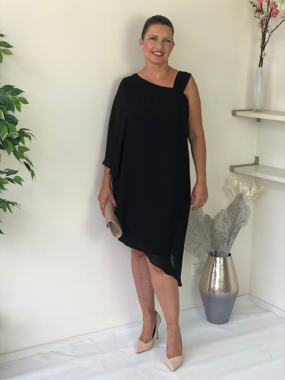 Hand Picked By Dressxox DRESSES Wangari Black Asymmetric Elegant Dress