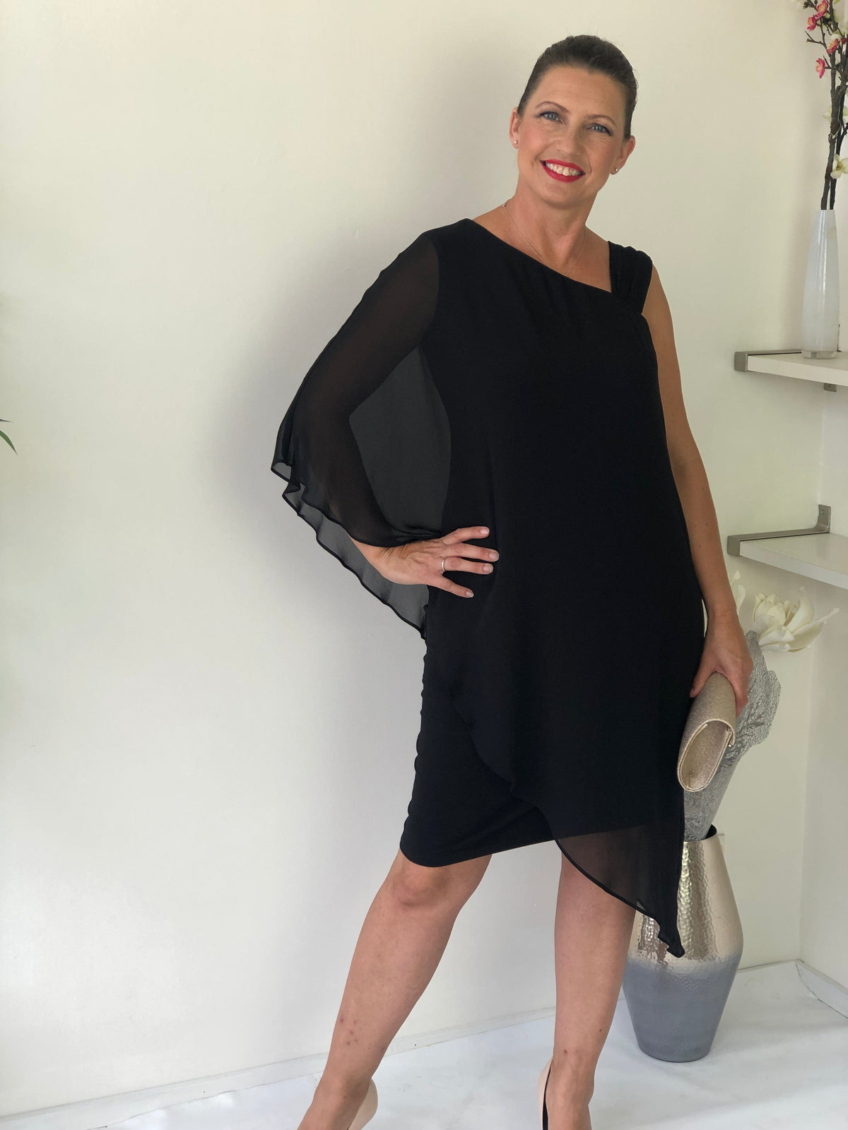 Hand Picked By Dressxox DRESSES Wangari Black Asymmetric Elegant Dress