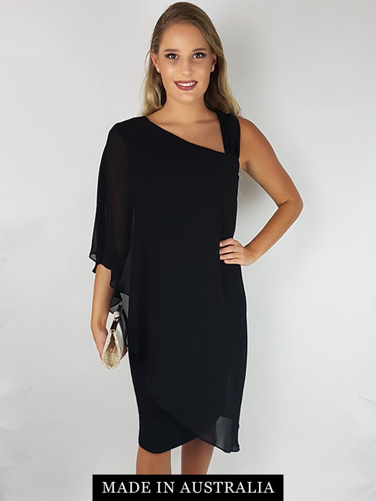 Hand Picked By Dressxox DRESSES Wangari Black Asymmetric Elegant Dress