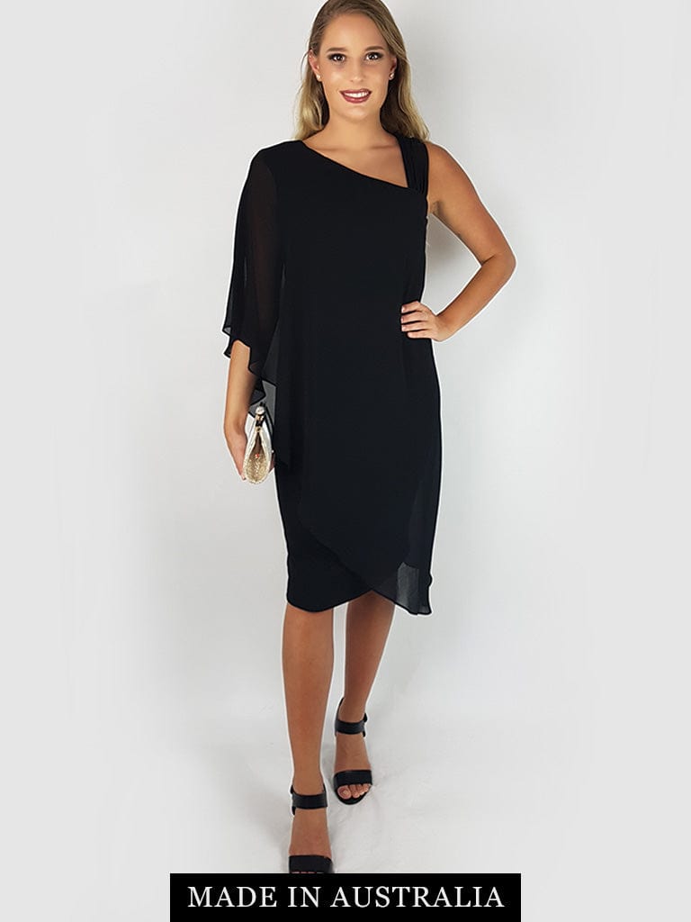 Hand Picked By Dressxox DRESSES Wangari Black Asymmetric Elegant Dress