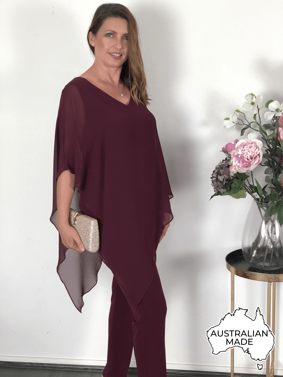 Hand Picked By Dressxox Separates 8 Nessa Burgundy Layered Top
