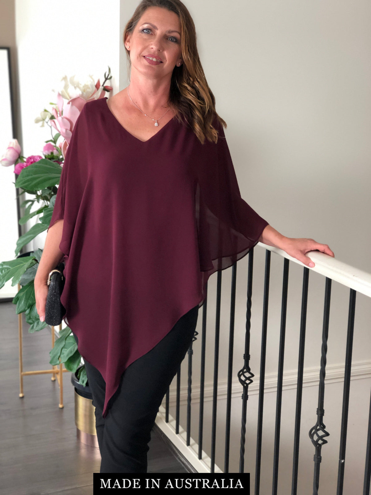 Hand Picked By Dressxox Separates Nessa Burgundy Layered Top