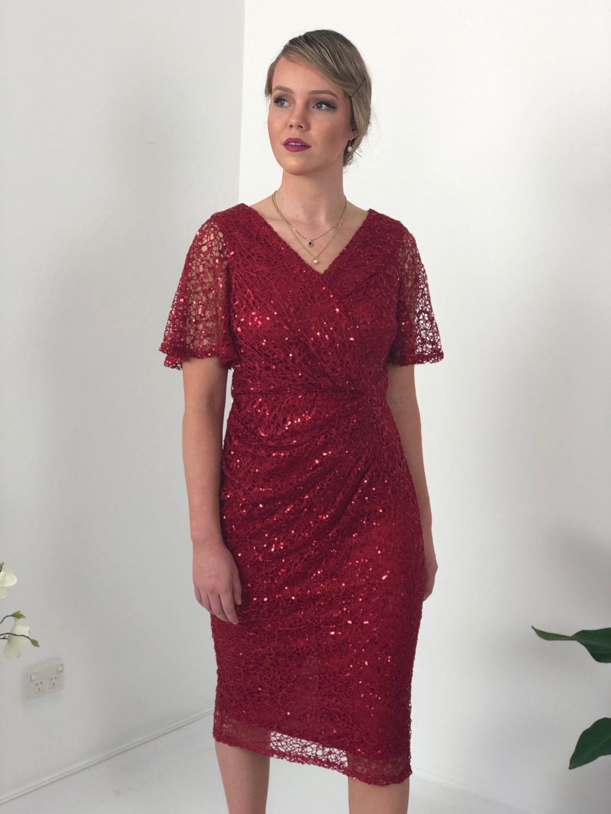 Miss Anne DRESSES Apollo Red Sequin Evening Dress