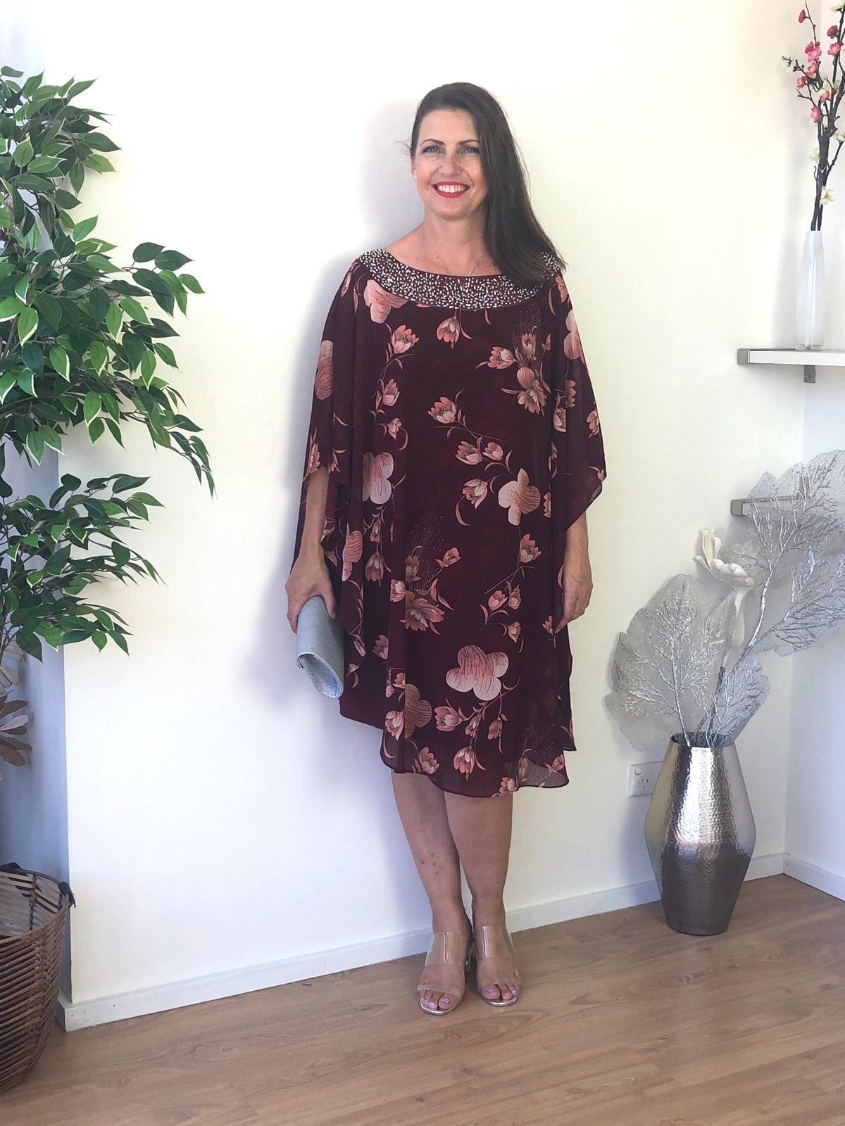 Miss Anne DRESSES Elias Burgundy Evening Dress