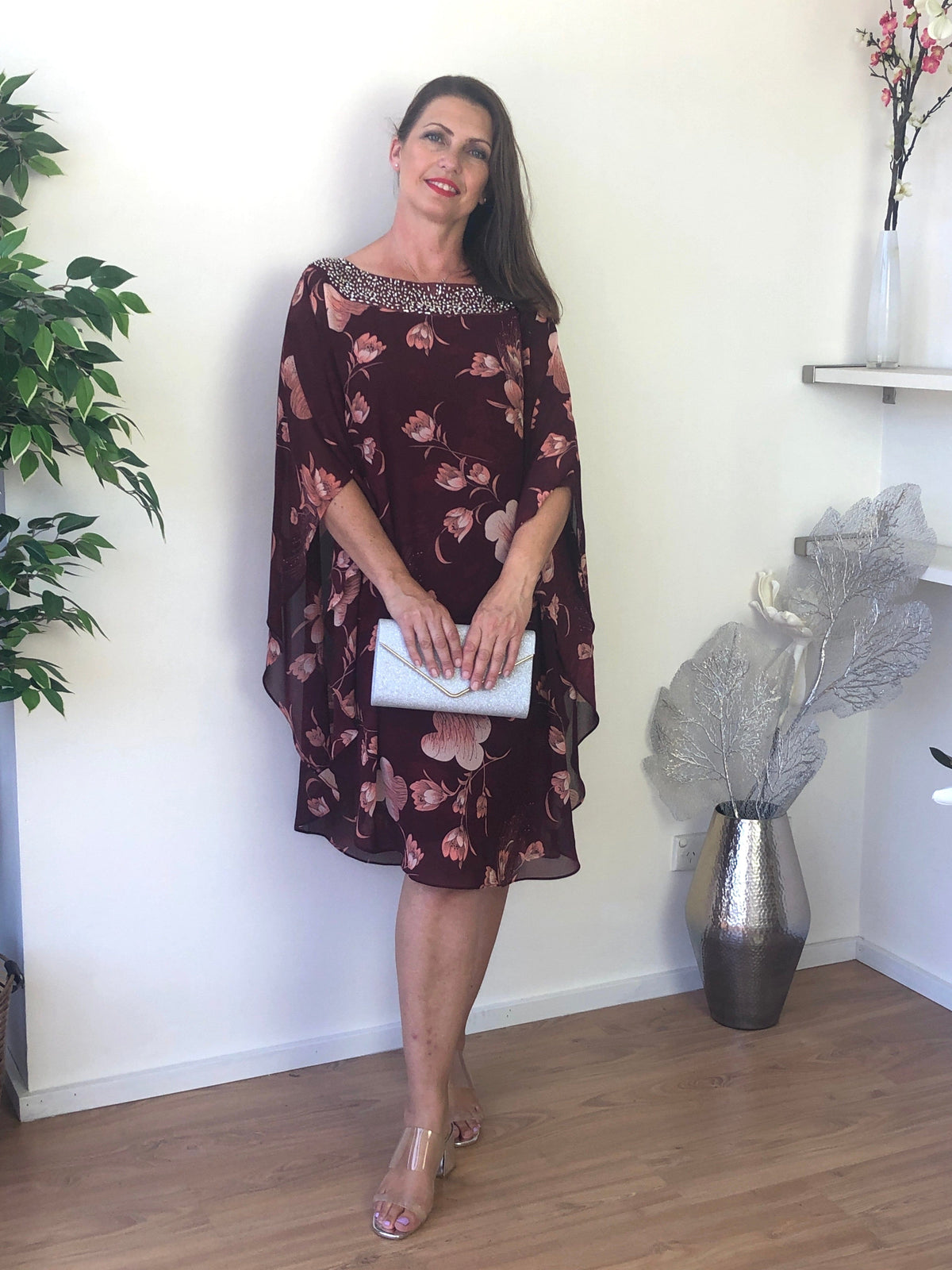 Miss Anne DRESSES 10 Elias Burgundy Evening Dress