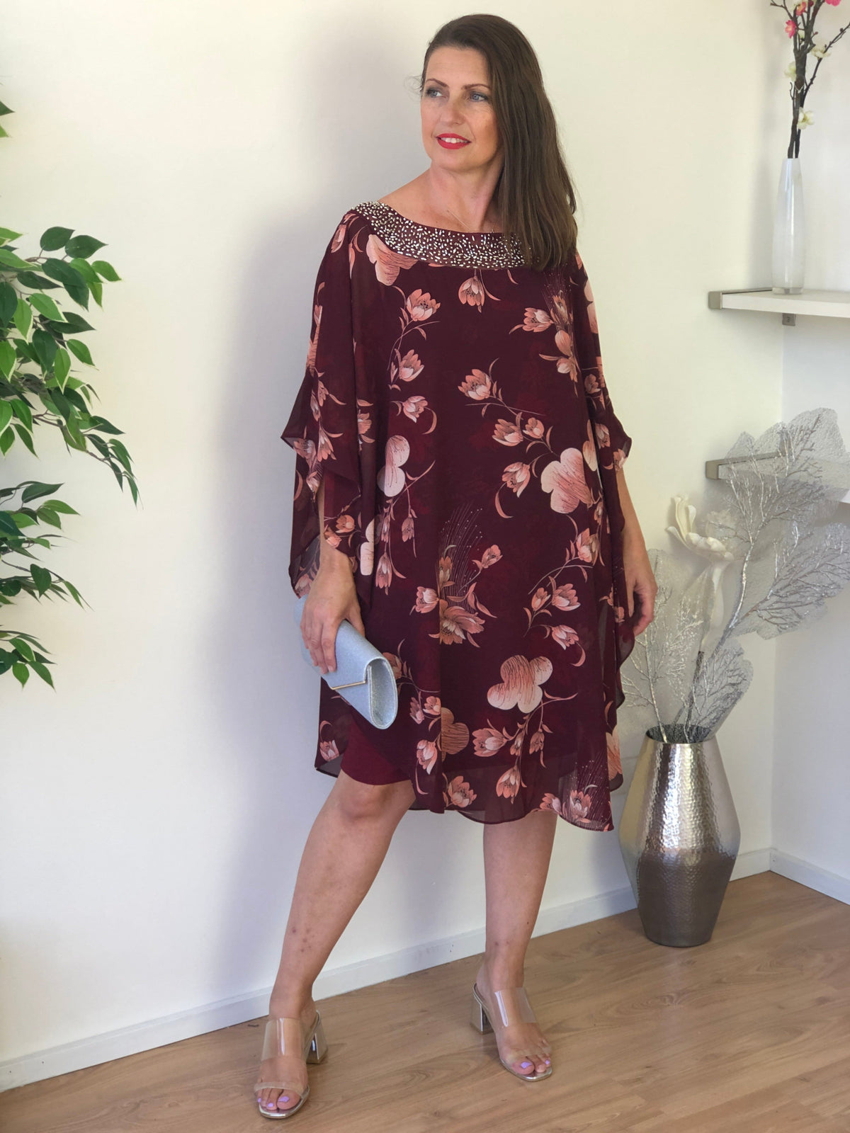 Miss Anne DRESSES Elias Burgundy Evening Dress