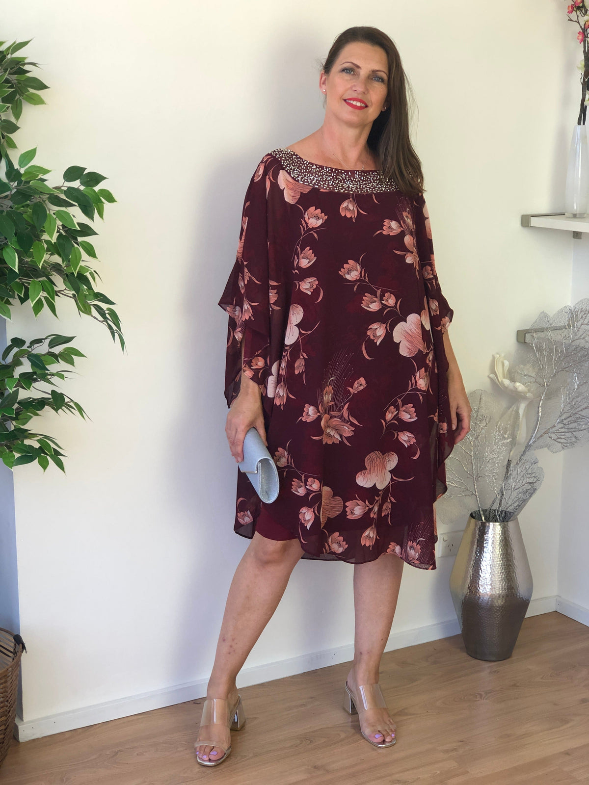 Miss Anne DRESSES Elias Burgundy Evening Dress