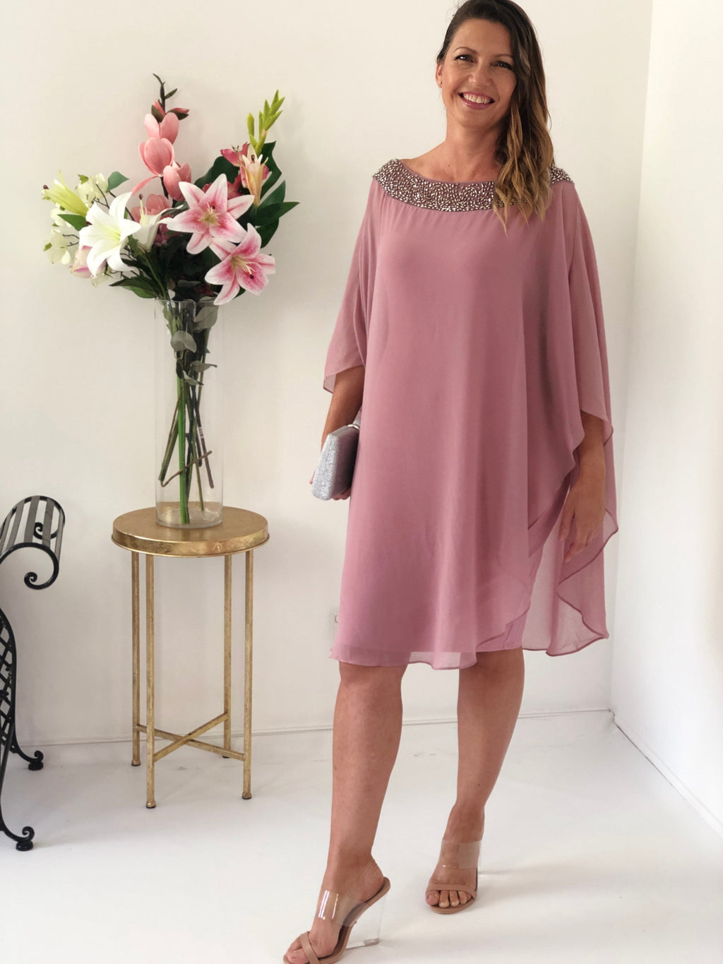 Etan Burgundy Evening Dress