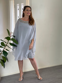 Miss Anne DRESSES Etan Silver Evening Dress