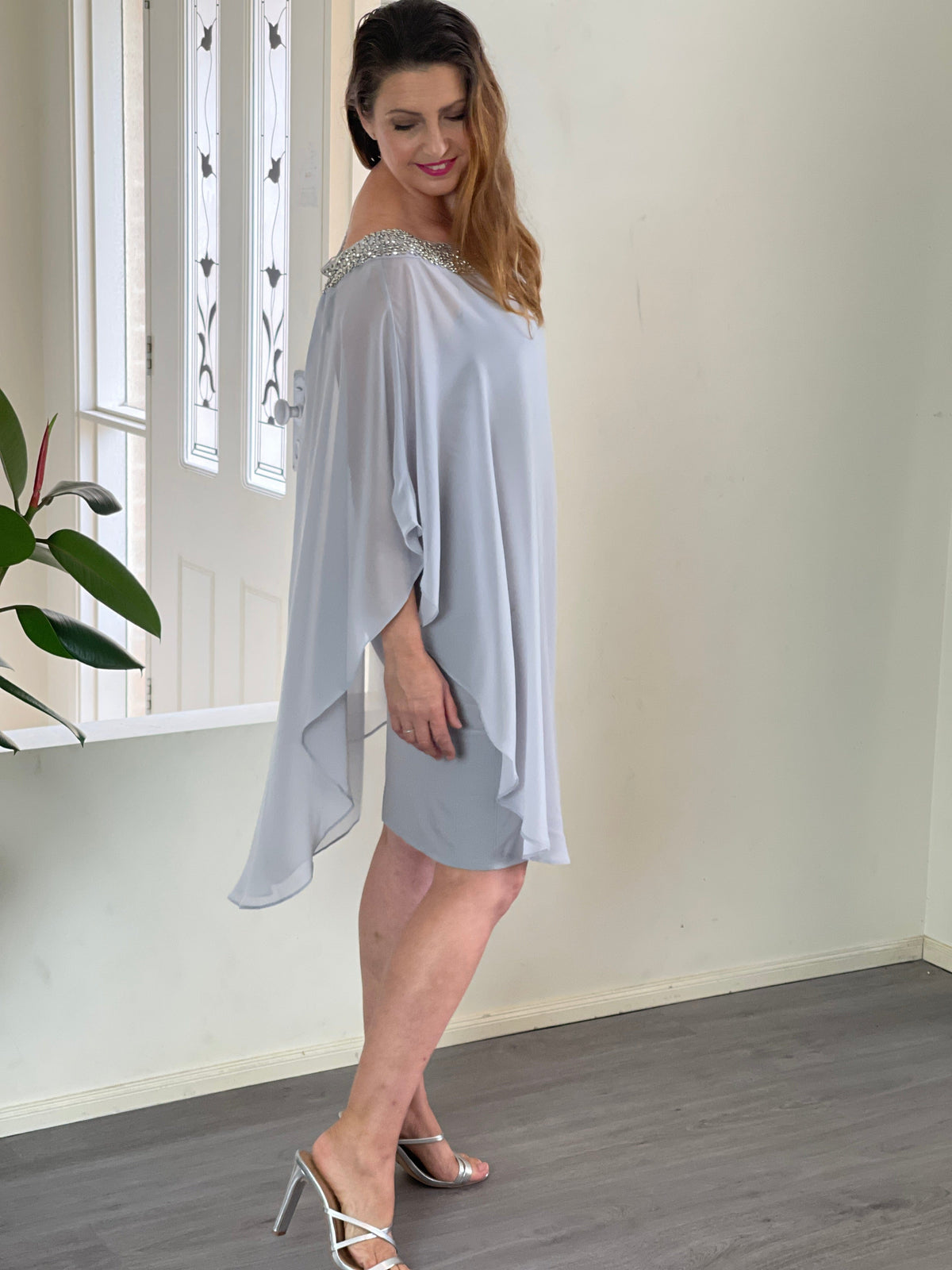 Miss Anne DRESSES Etan Silver Evening Dress