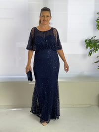 Miss Anne DRESSES Payton Navy Sequin Evening Gown