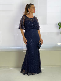 Miss Anne DRESSES Payton Navy Sequin Evening Gown