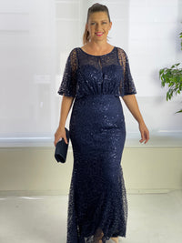 Miss Anne DRESSES Payton Navy Sequin Evening Gown