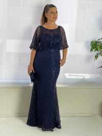 Miss Anne DRESSES Payton Navy Sequin Evening Gown