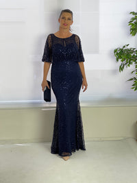 Miss Anne DRESSES Payton Navy Sequin Evening Gown