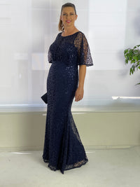 Miss Anne DRESSES Payton Navy Sequin Evening Gown