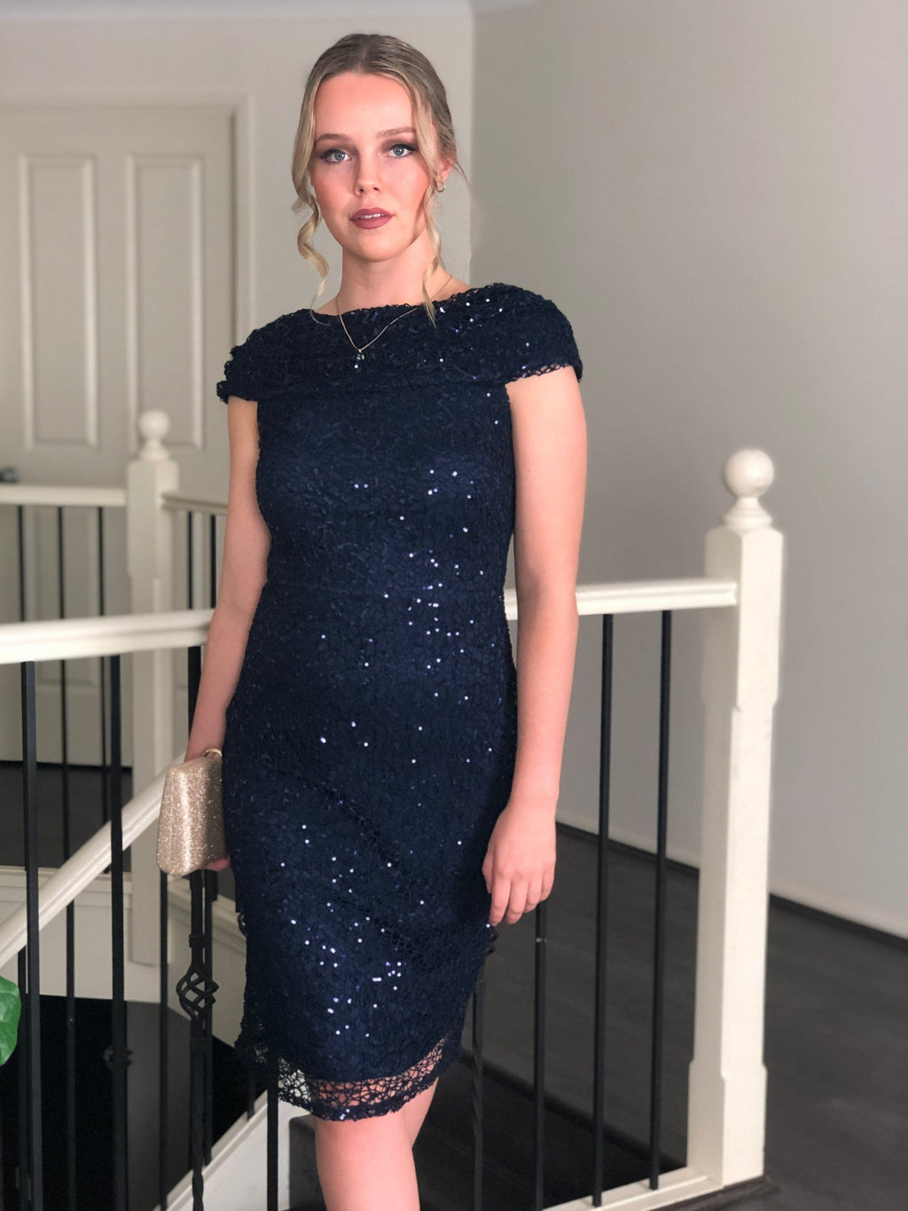 Rosmin Silver Evening Dress