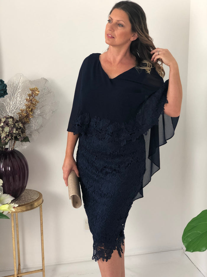 Miss Anne DRESSES Tiama Navy Lace Dress