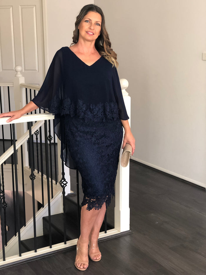 Miss Anne DRESSES 10 Tiama Navy Lace Dress