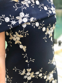 Miss Anne evening gown Andretti Navy Embroidered Evening Gown