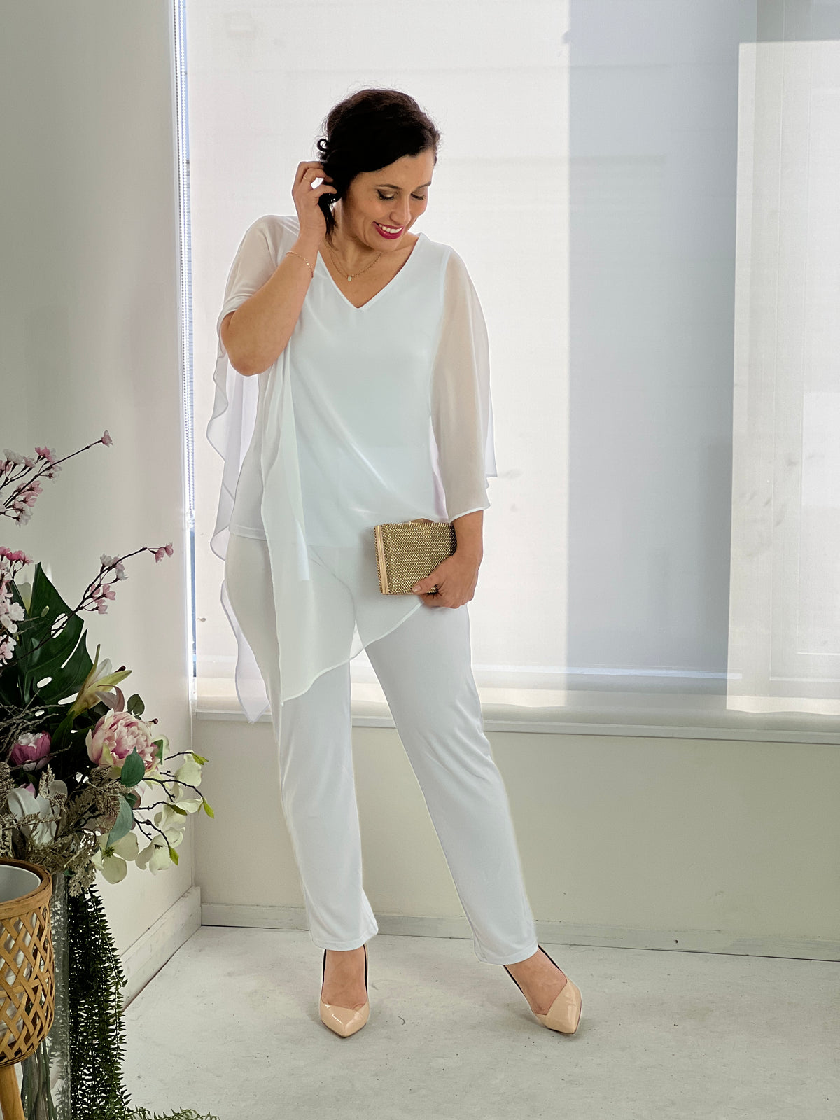 Juno White Jersey Pants