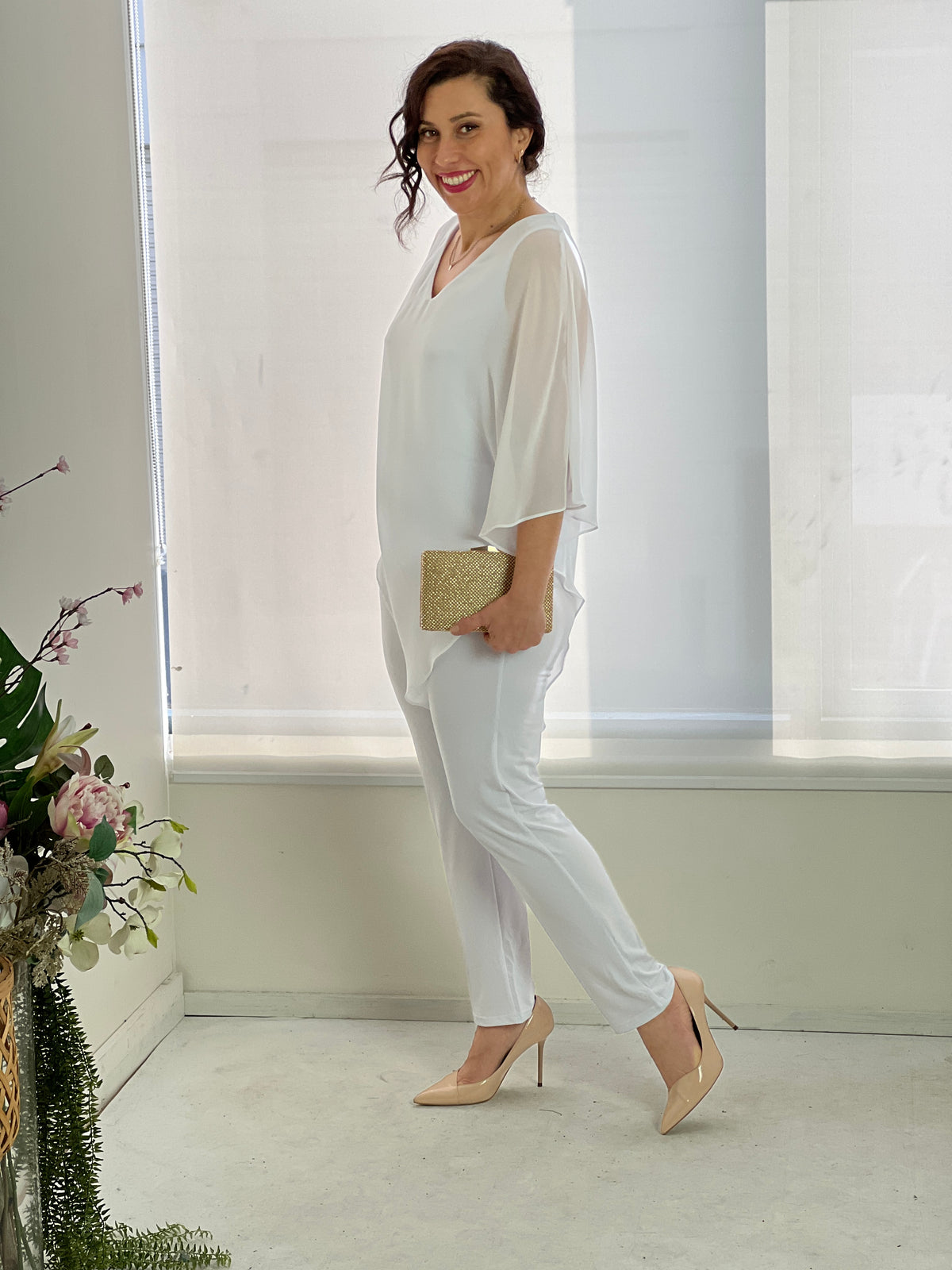 Juno White Jersey Pants