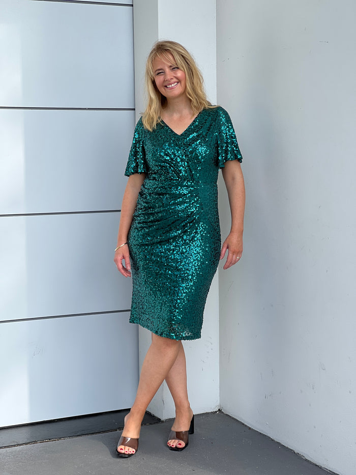 Olympia Emerald Sequin Evening Dress